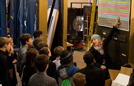 Kate Mulligan leading a 2014 Backstage Tour